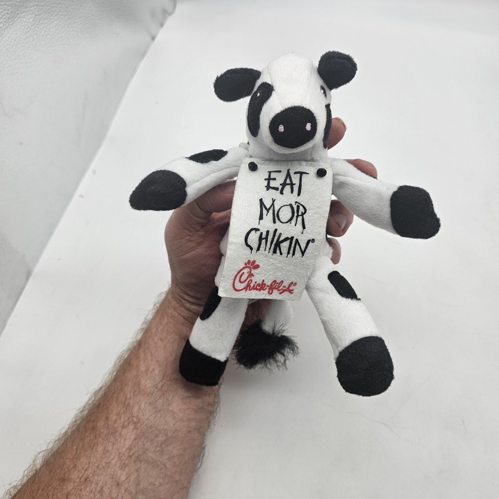 Chick-fil-A Cow Plush Black White Eat Mor Chikin Mascot Collectible Promo Toy
